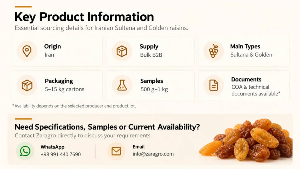Iranian Sultana and Golden raisins for B2B buyers – Zaragro